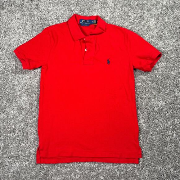 Polo Ralph Lauren Small Youth 8 Red Classic Fit Polo Embroidered Blue Pony - Picture 2 of 6